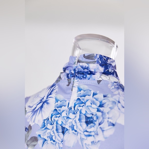 Dani Blue Floral Trumpet Sleeve Pant Set - Picture 3 of 12